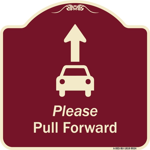 Designer Series-Please Pull Forward With Graphic And Ahead Arrow, 18" x 18", BU-1818-9934